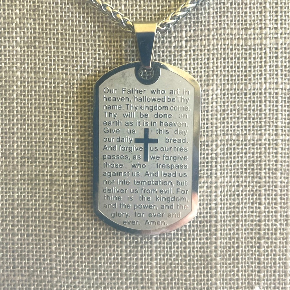 The Lord’s Prayer dog tag